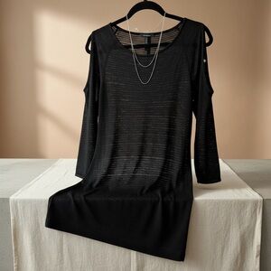 White House Black Market Black Sheer Sweater Dress, Size S, Never Worn, So Chic!